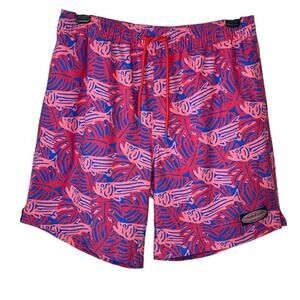 VINEYARD VINES 7" Printed Chappy Swim Trunks in Pinks and Blue Men's XS